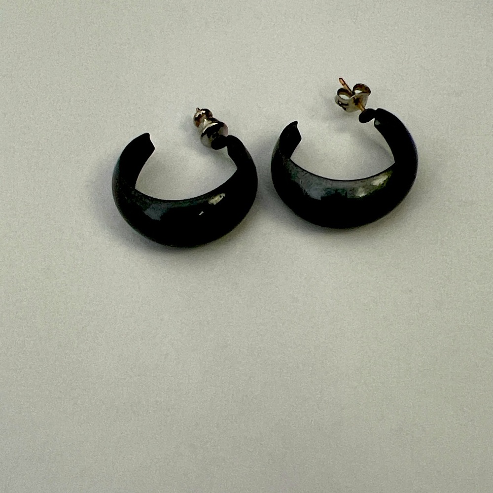 Vintage Elegant dark grey  Hoop Earrings